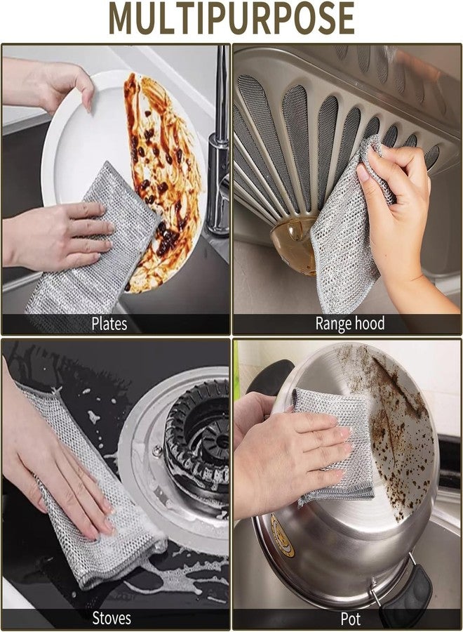 Tusmad Non-Scratch Dish Wash Cloth Steel Wire Dish Cloth, Wire Dishwashing Rags for Wet and Dry Stainless Steel Scrubber Non-Scratch Wire Dishcloth for Washing Dishes Sinks Counters Pack 20 - Image 4